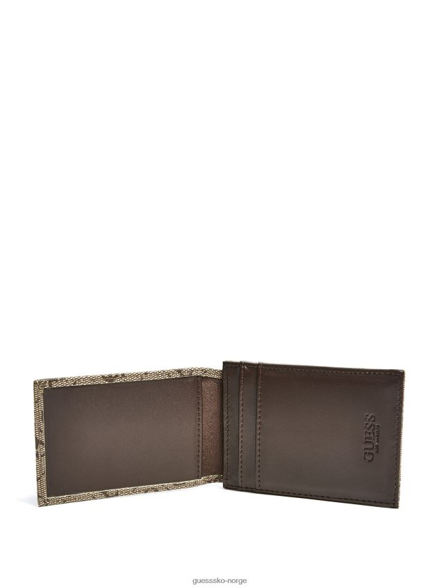 Guess tan don-logo-trykk magnetisk kortveske tan unisex F0LJ8011120