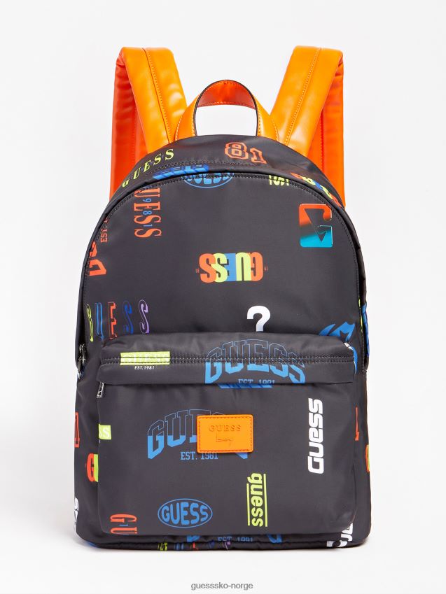 Guess all over print ryggsekk svart multi svart multi unisex F0LJ802452