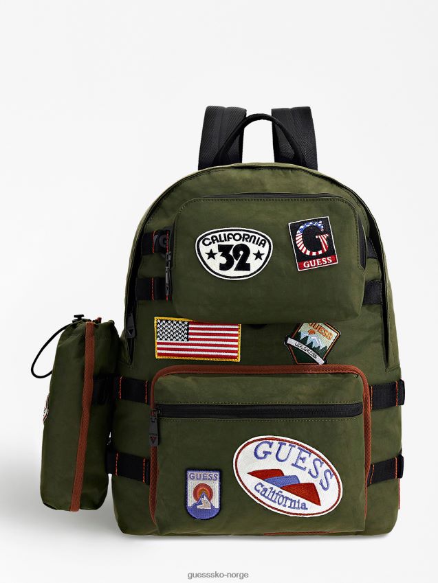 Guess grønn verve nylon patch ryggsekk grønn unisex F0LJ80418