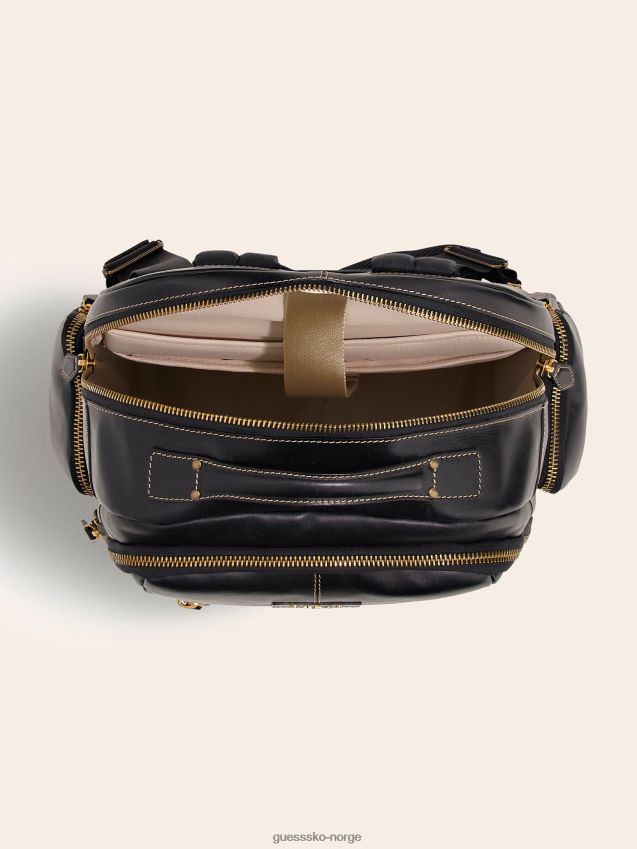 Guess lario ryggsekk i ekte skinn svart svart unisex F0LJ80998