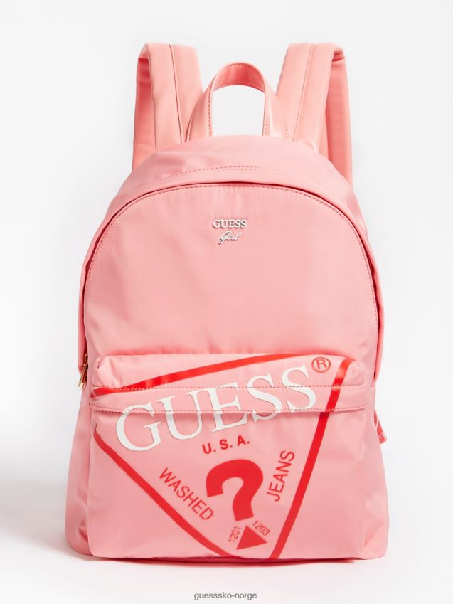 Guess rosa nore-logo trekant-ryggsekk rosa unisex F0LJ801848