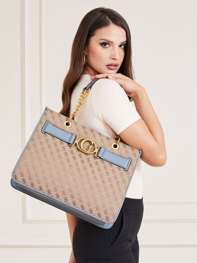 Guess blå aileen 4g logo shopper blå unisex F0LJ805353