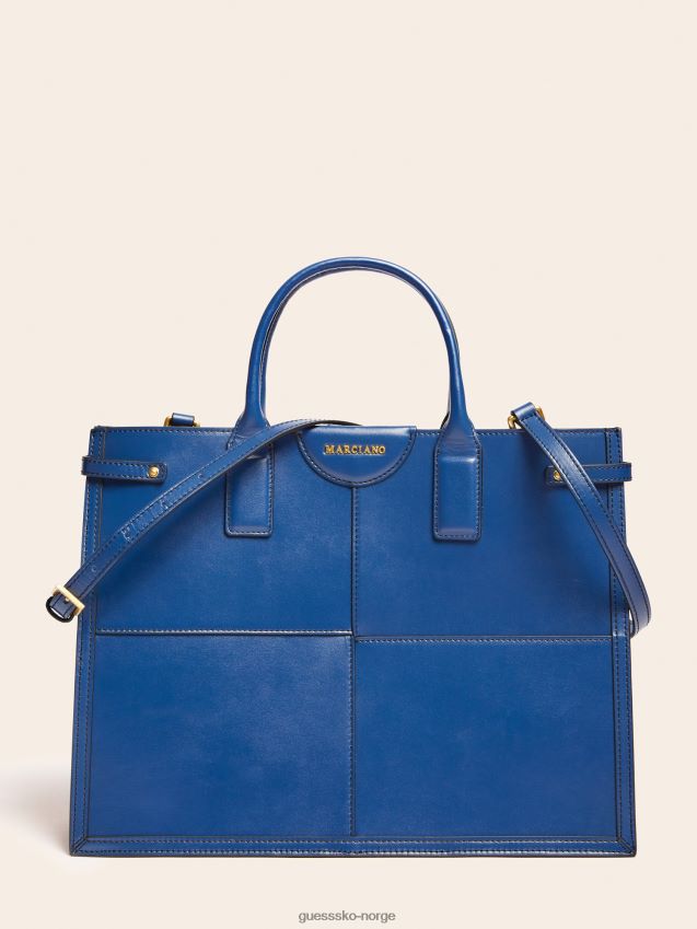 Guess blå stilla shopper i ekte skinn blå unisex F0LJ805406