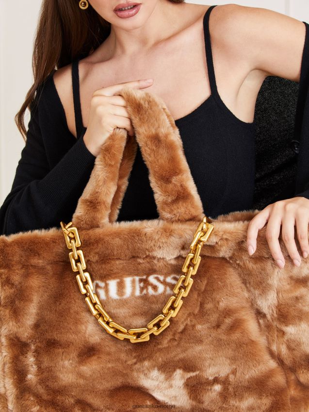 Guess grå helma fuskepels shopper grå unisex F0LJ805379