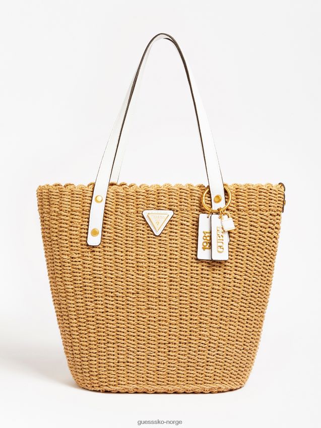 Guess lilica raffia shopper hvit hvit unisex F0LJ804961