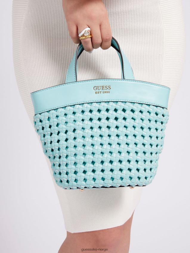 Guess lyseblå sicilia flettet mini shopper lyse blå unisex F0LJ803895