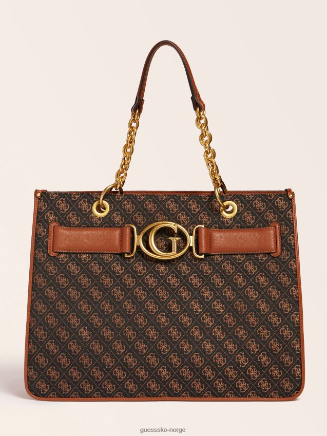 Guess mørk brun aileen 4g logo shopper mørkebrun unisex F0LJ803743