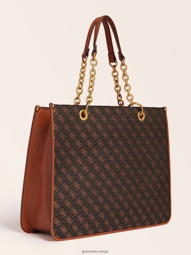 Guess mørk brun aileen 4g logo shopper mørkebrun unisex F0LJ803743