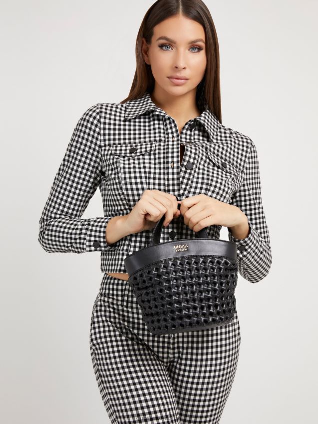 Guess sicilia flettet mini shopper svart svart unisex F0LJ803801