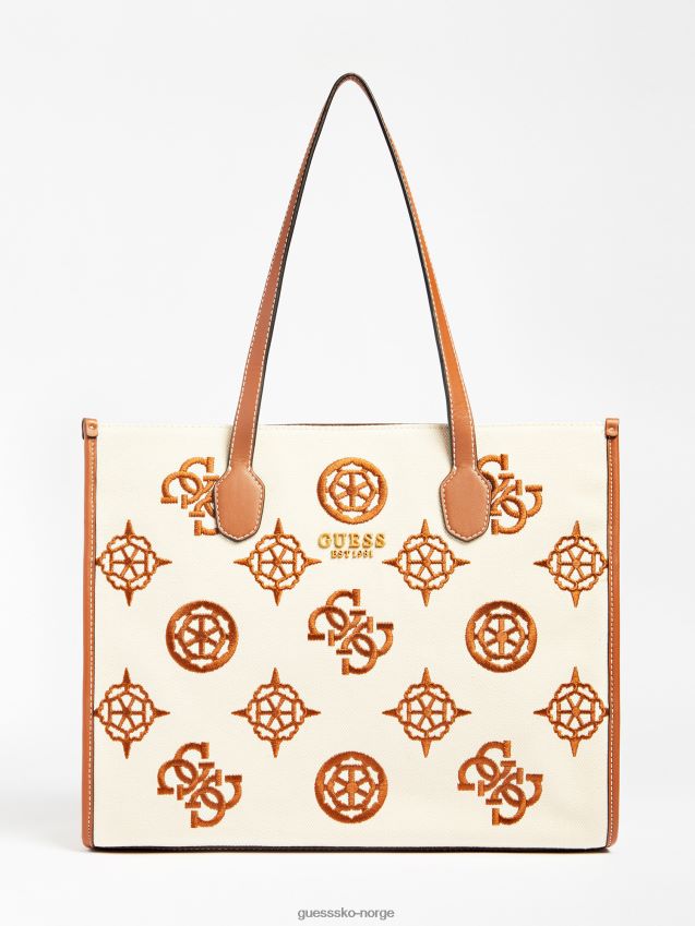 Guess silvana brodert logo shopper brun brun unisex F0LJ804955