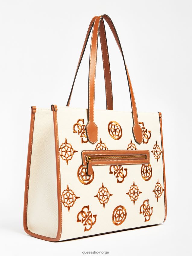 Guess silvana brodert logo shopper brun brun unisex F0LJ804955