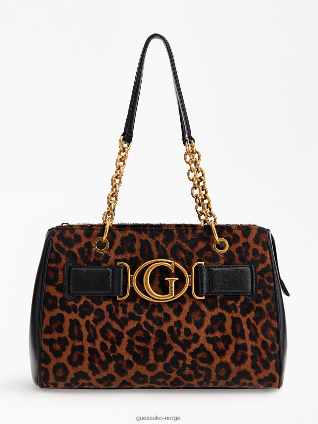 Guess aviana skulderveske i ekte skinn animalier dyrere unisex F0LJ805213