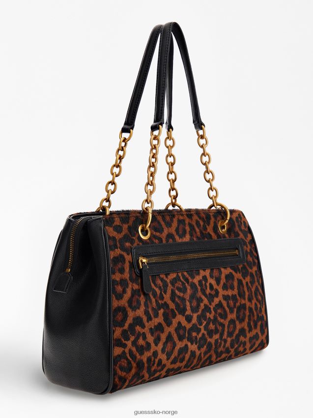 Guess aviana skulderveske i ekte skinn animalier dyrere unisex F0LJ805213