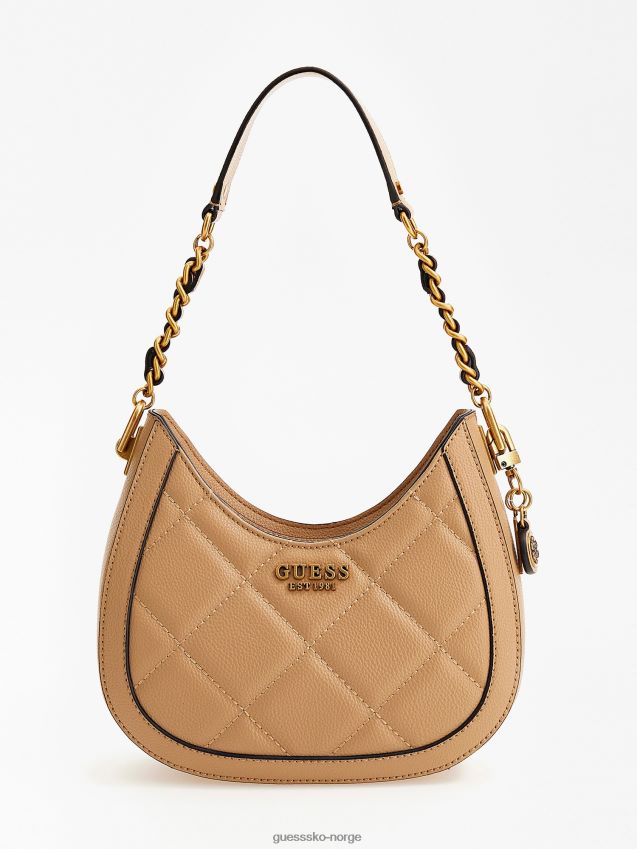 Guess beige abey vattert mini hobo bag beige unisex F0LJ805239
