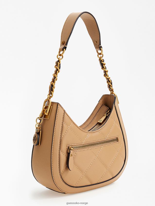 Guess beige abey vattert mini hobo bag beige unisex F0LJ805239