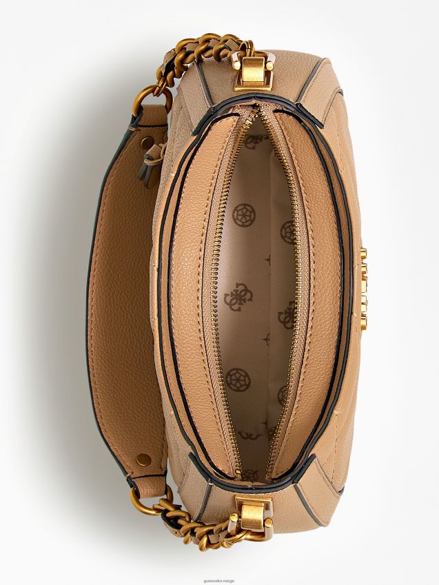 Guess beige abey vattert mini hobo bag beige unisex F0LJ805239