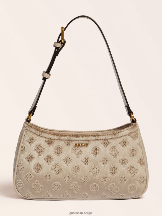 Guess beige kimi fløyels skulderveske beige unisex F0LJ805206