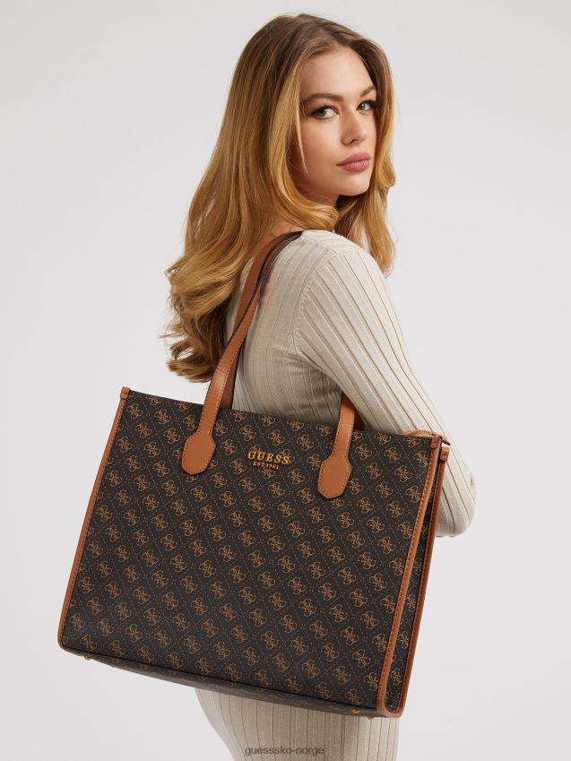 Guess brun silvana 4g skulderveske med logo brun unisex F0LJ805138