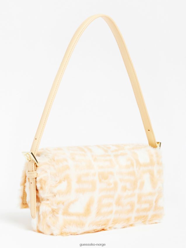 Guess hvit multi fura skulderveske i fuskepels hvit multi unisex F0LJ803906
