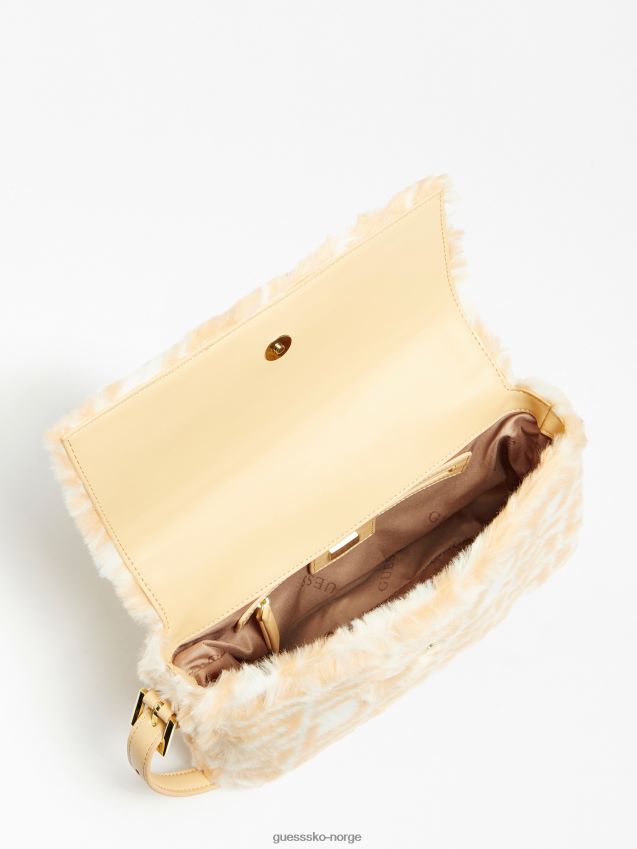 Guess hvit multi fura skulderveske i fuskepels hvit multi unisex F0LJ803906