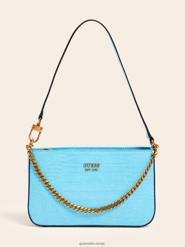 Guess katey, blå skulderveske med krokodilletrykk blå unisex F0LJ805337