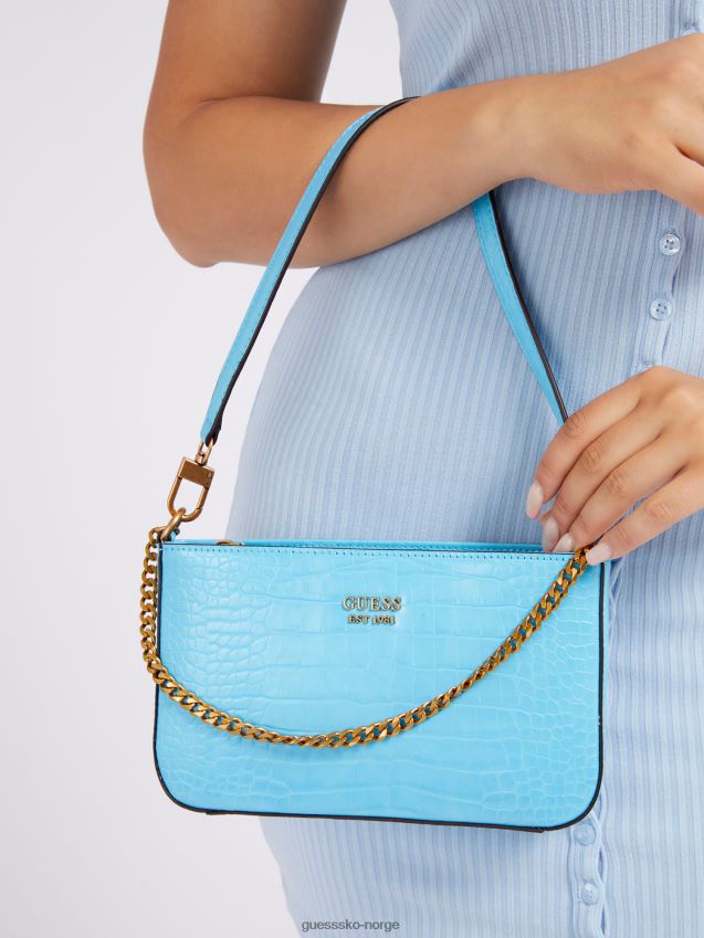 Guess katey, blå skulderveske med krokodilletrykk blå unisex F0LJ805337