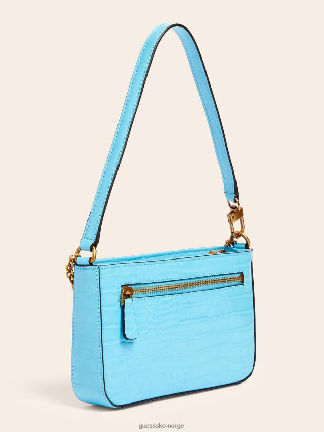 Guess katey, blå skulderveske med krokodilletrykk blå unisex F0LJ805337