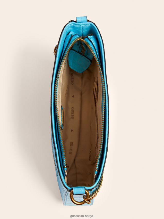 Guess katey, blå skulderveske med krokodilletrykk blå unisex F0LJ805337