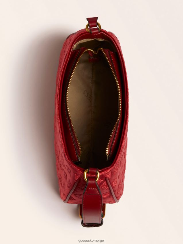 Guess kimi fløyels skulderveske rød rød unisex F0LJ805336