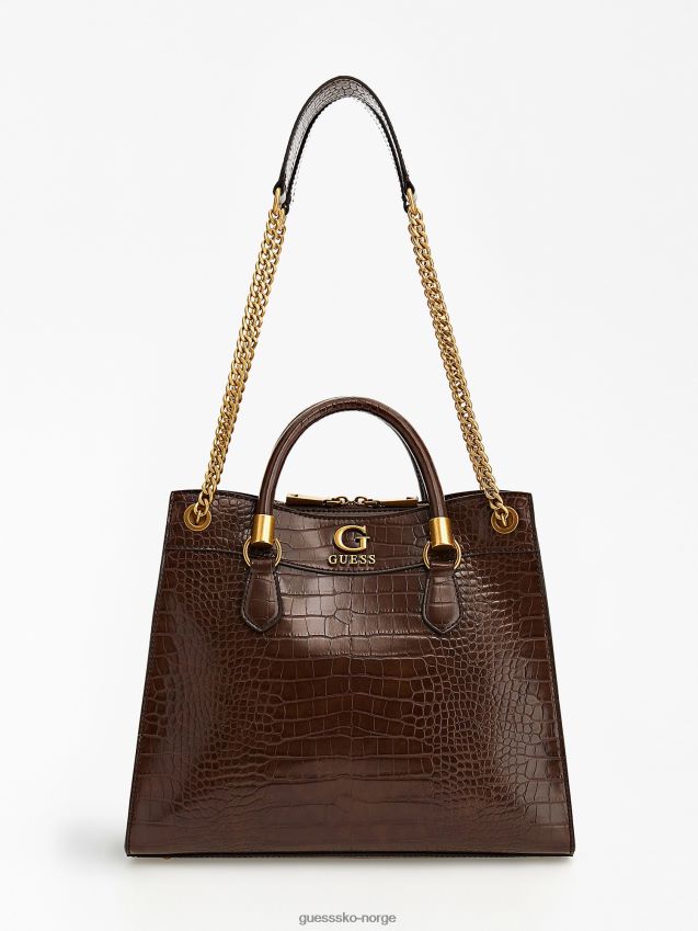 Guess nell skulderveske med krokodiltrykk brun brun unisex F0LJ805170