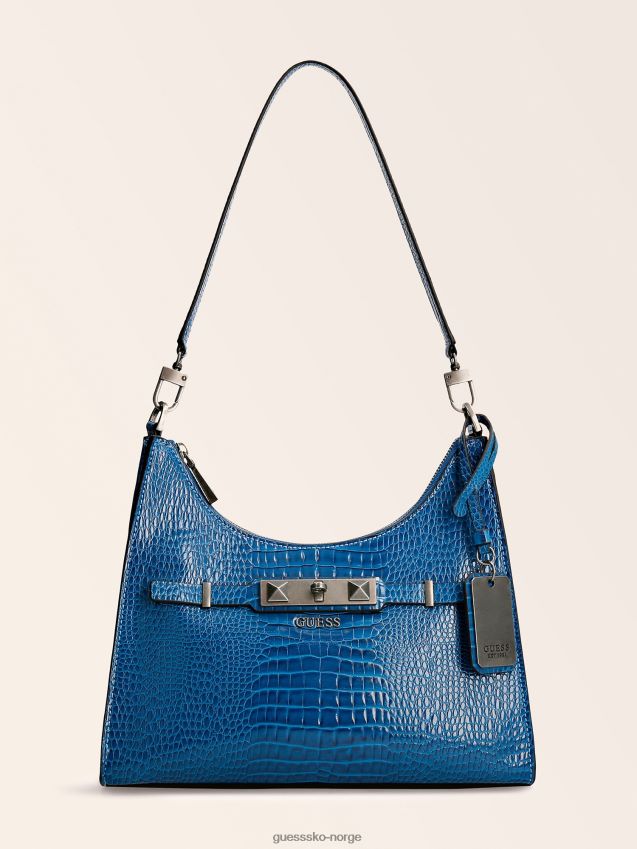 Guess raffie skulderveske med krokodiltrykk blå blå unisex F0LJ806102
