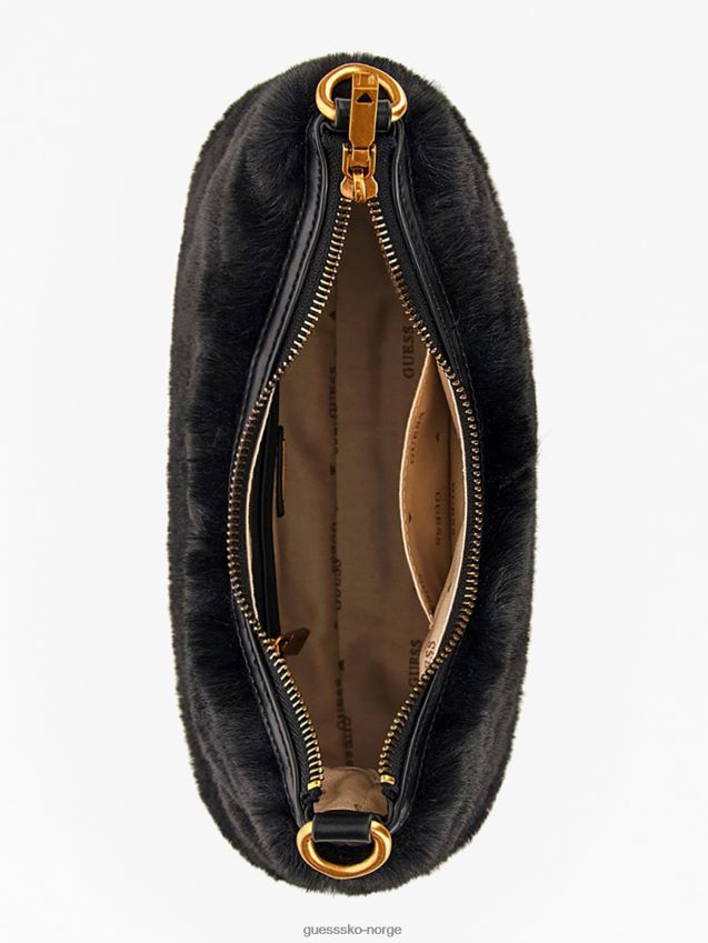 Guess sort morada skulderveske i fuskepels svart unisex F0LJ805048