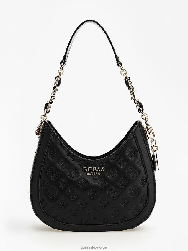 Guess svart abey mini hobo med preget logo svart unisex F0LJ805058