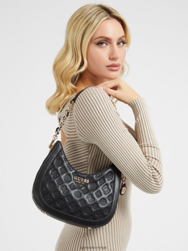 Guess svart abey mini hobo med preget logo svart unisex F0LJ805058