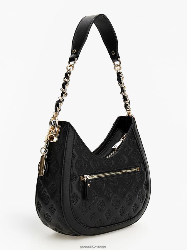 Guess svart abey mini hobo med preget logo svart unisex F0LJ805058