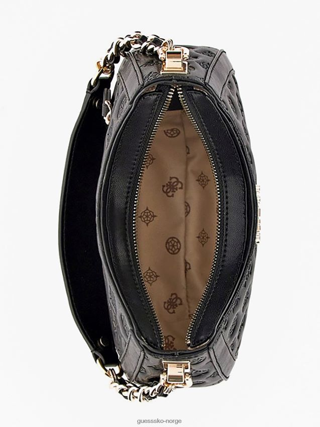 Guess svart abey mini hobo med preget logo svart unisex F0LJ805058