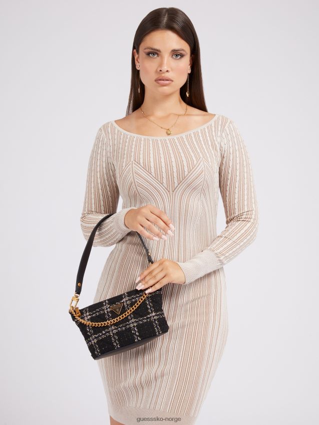 Guess svart cessily tweed mini bøttepose svart unisex F0LJ803048