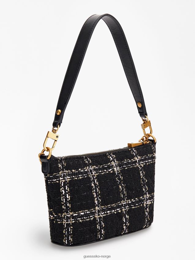 Guess svart cessily tweed mini bøttepose svart unisex F0LJ803048