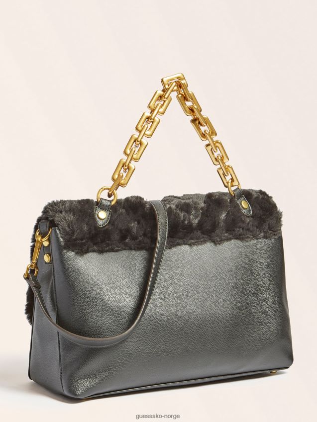 Guess svart helma skulderveske i fuskepels svart unisex F0LJ805358