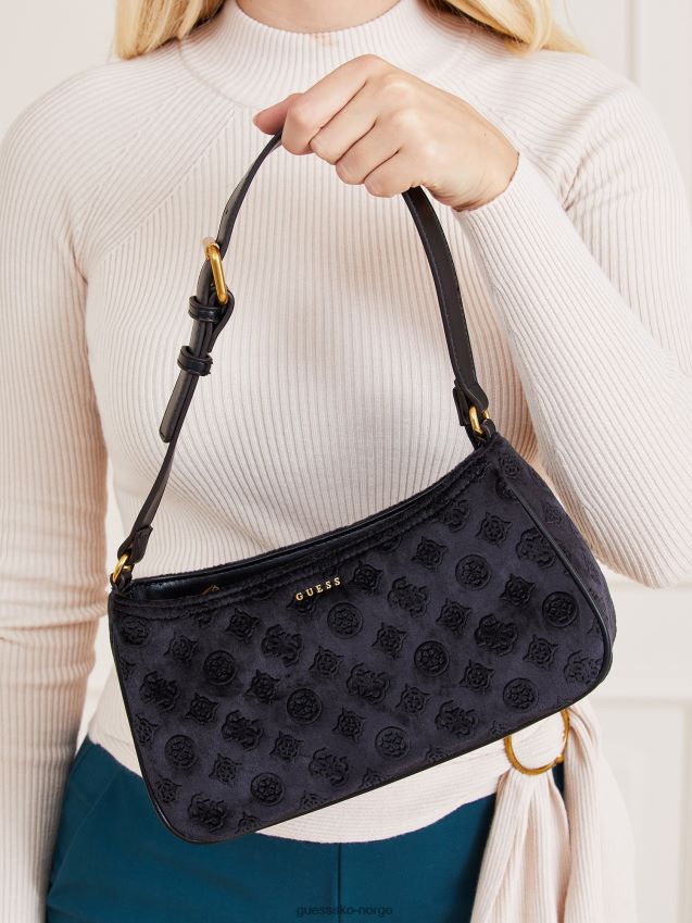 Guess svart kimi fløyels skulderveske svart unisex F0LJ805037