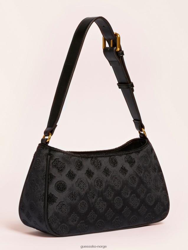 Guess svart kimi fløyels skulderveske svart unisex F0LJ805037