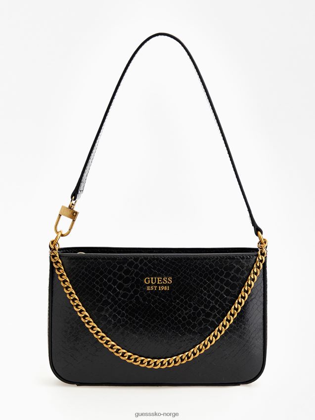 Guess svart skulderveske med katey python-trykk svart unisex F0LJ802605