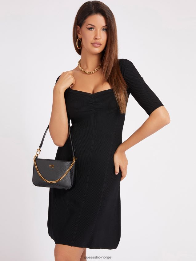 Guess svart skulderveske med katey python-trykk svart unisex F0LJ802605