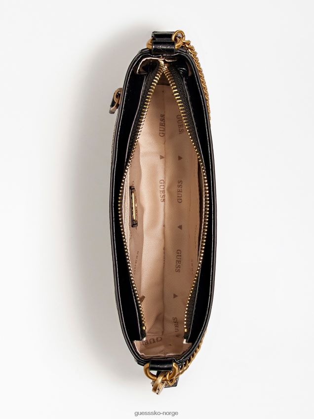 Guess svart skulderveske med katey python-trykk svart unisex F0LJ802605