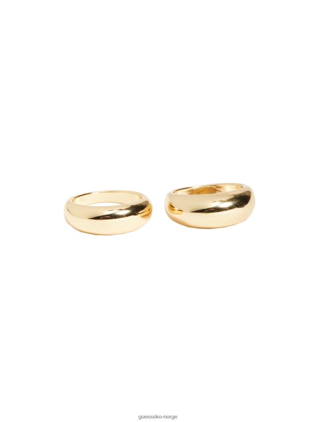 Guess 14k gullbelagt kuppelringsett - størrelse 7 gull gull unisex F0LJ8010238