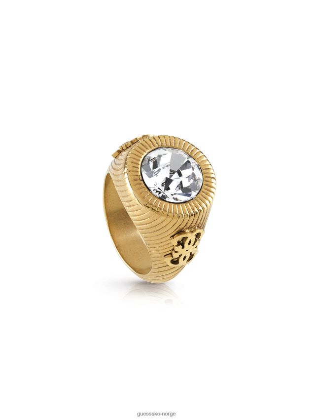 Guess ag gull-tone krystall logoring - størrelse 7 ag unisex F0LJ8010164