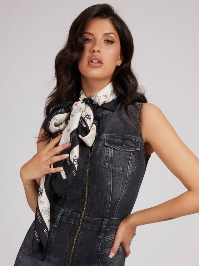 Guess 4g logotrykk silke halstørkle svart svart unisex F0LJ804234