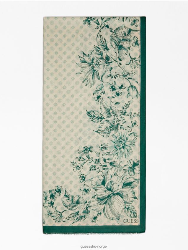 Guess blomstret skjerf grønt grønn unisex F0LJ804114
