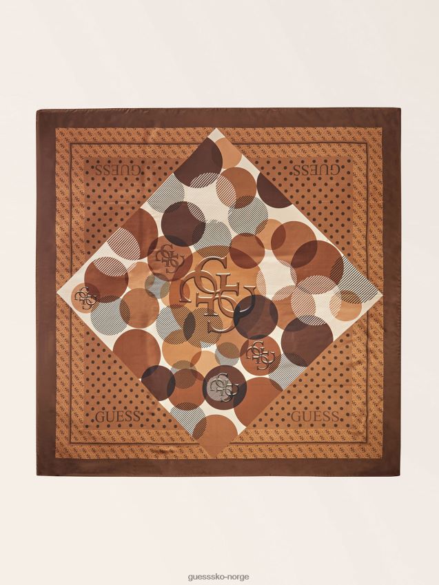 Guess brunt geometrisk mønster silke halstørkle brun unisex F0LJ804115
