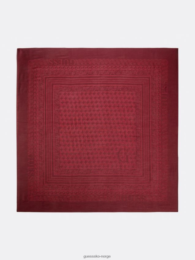 Guess logo script geometrisk skjerf rødt rød unisex F0LJ801541